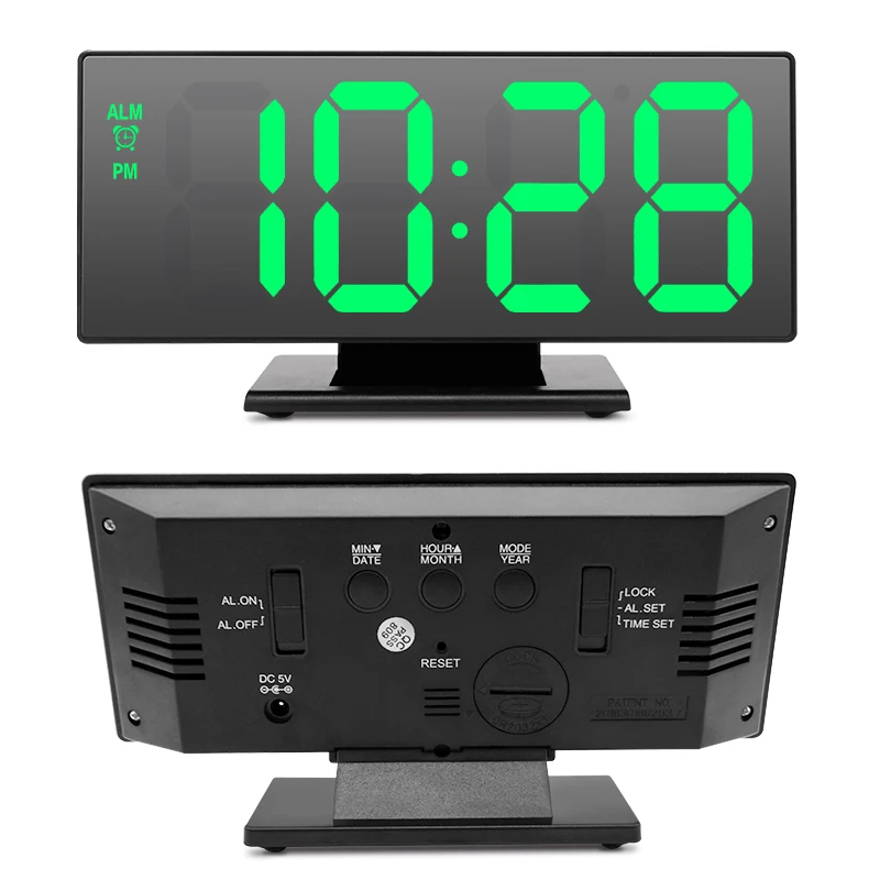 

Electronic Mirror Clock Multifunctional Desk Clock With Snooze Temperature Monitoring Table Clock USB Charging Alarm Clock 2019