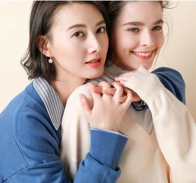 Spring Autumn Winter New Women Lady Cashmere Wool Long Sweater Pullovers Solid V-Neck Casual Big Size Warm Wild Loose Fashion