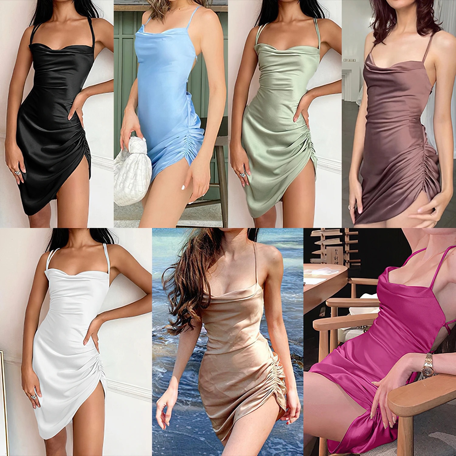 

Women's Summer New Suspender Solid Color Sexy Backless Dress