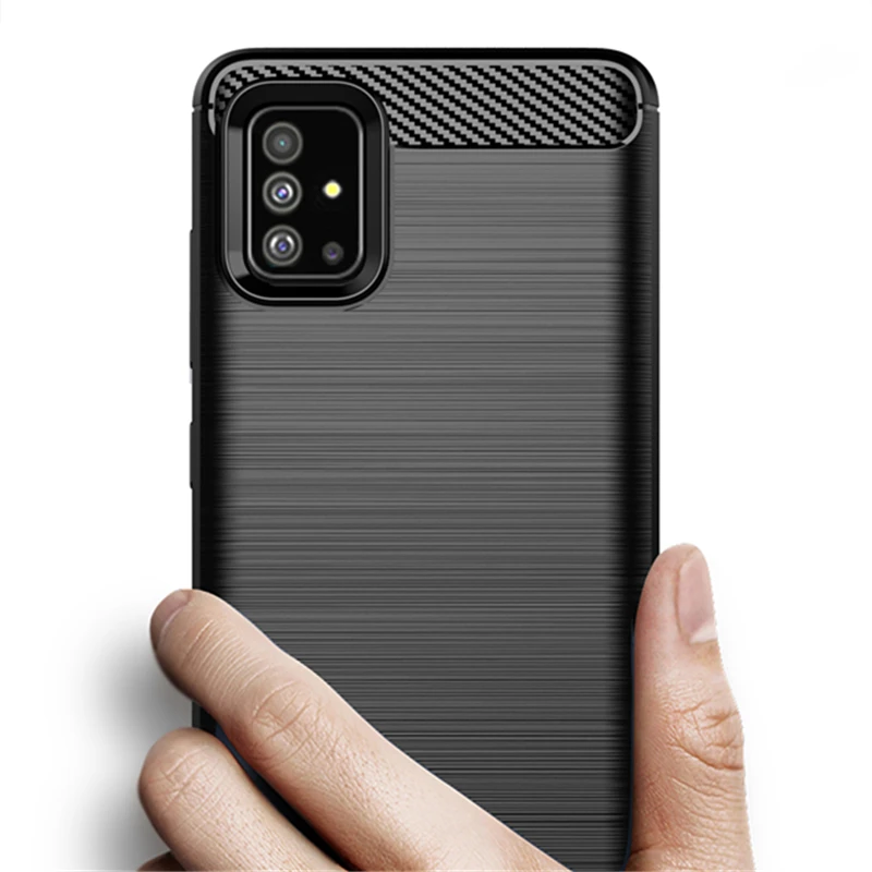 Противоударный силиконовый чехол из углеродного волокна для Samsung Galaxy A51 A71 A81 A91 A70