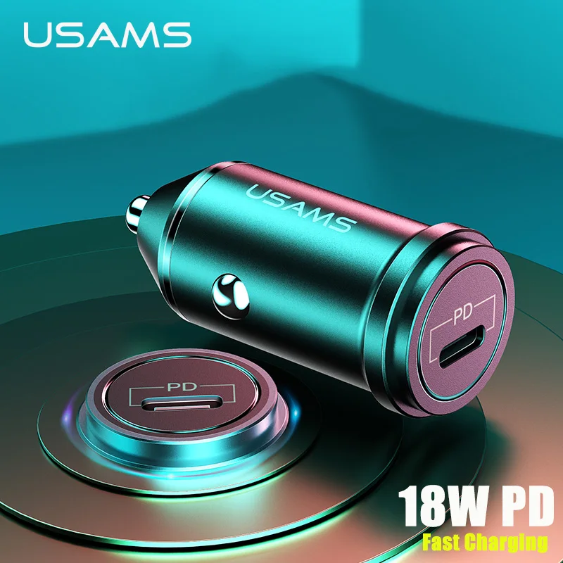 USAMS PD3.0 Быстрая зарядка металлическое автомобильное зарядное устройство 18 Вт QC3.0
