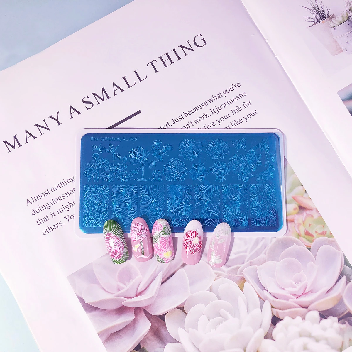 Beautybigbang ногти, декорирование, цветы штамповки пластины Стрекоза Лягушка и Лотос печать изображения гвозди Swanky штамповки шаблон пластины плесень XL-088