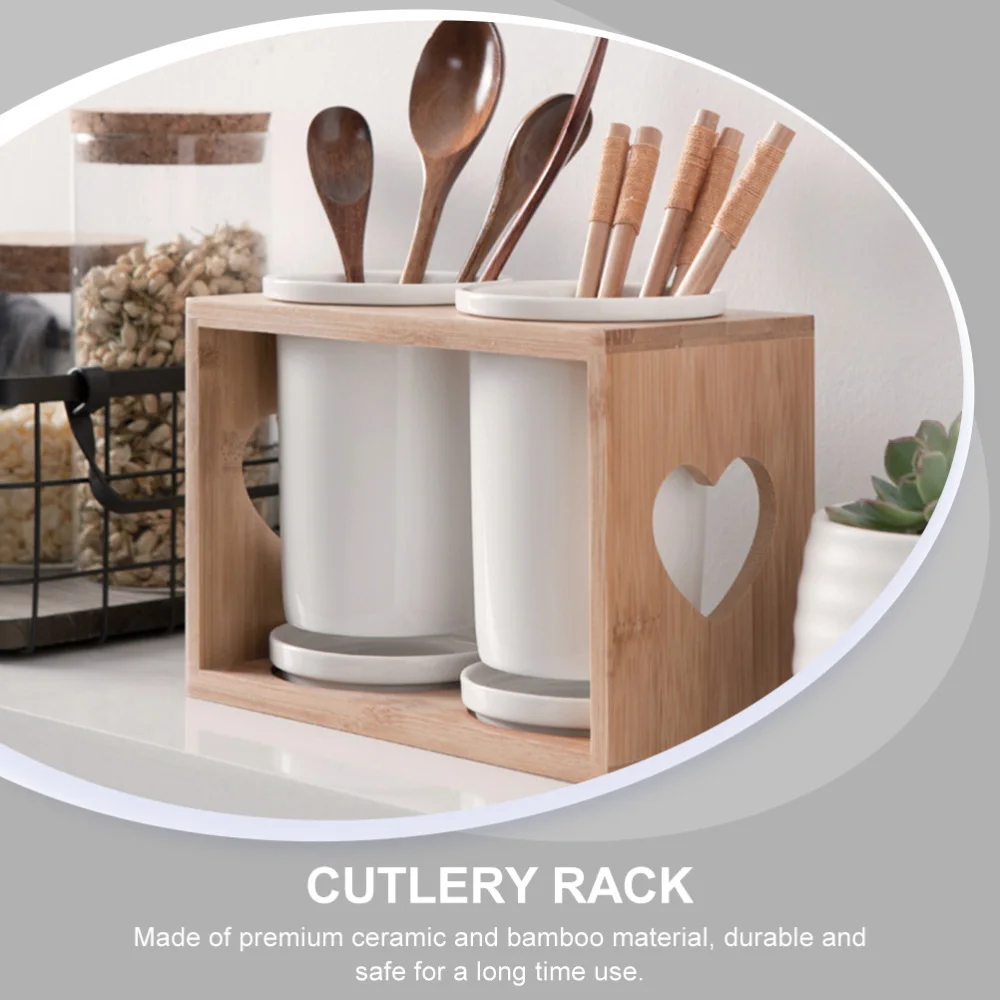 

1 Set Cutlery Storage Rack Ceramic Storage Canister Chopstick Tableware Rack