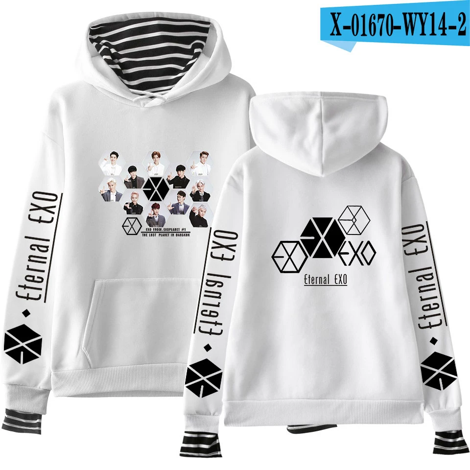 J EXO PLANET#5 толстовки KPOP хлопковые водолазки негабаритный свитер с капюшоном для женщин EXO PLANET#5 толстовки moletom плюс размер - Цвет: J