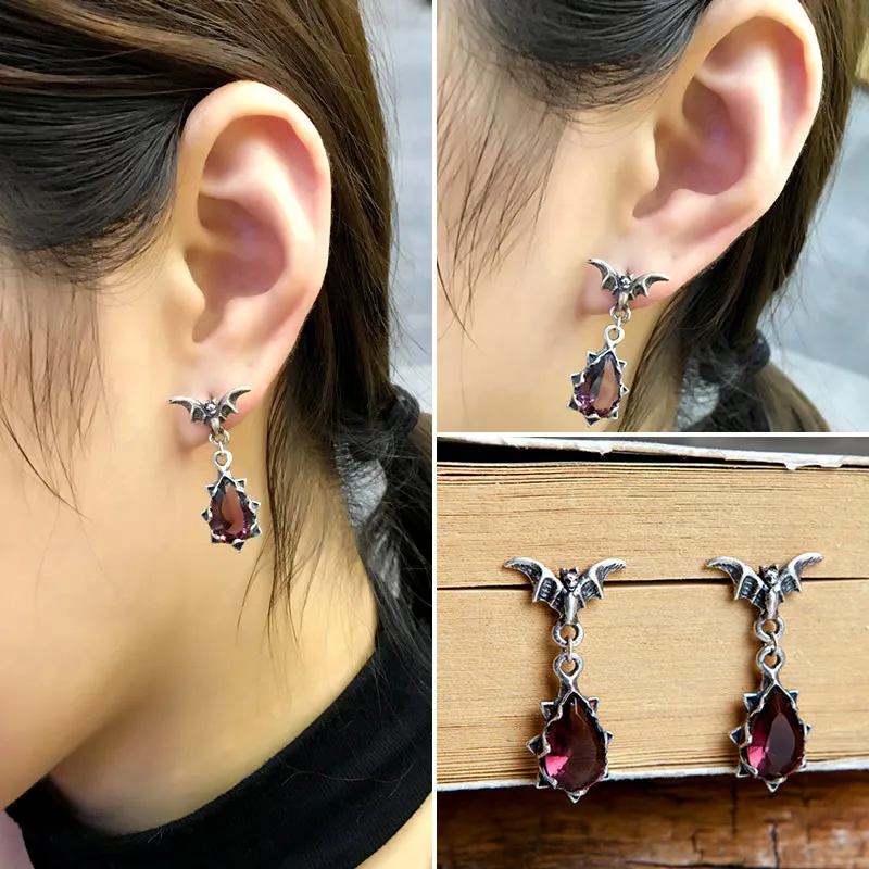 

Bat crystal earrings fashion all-match personalized earrings