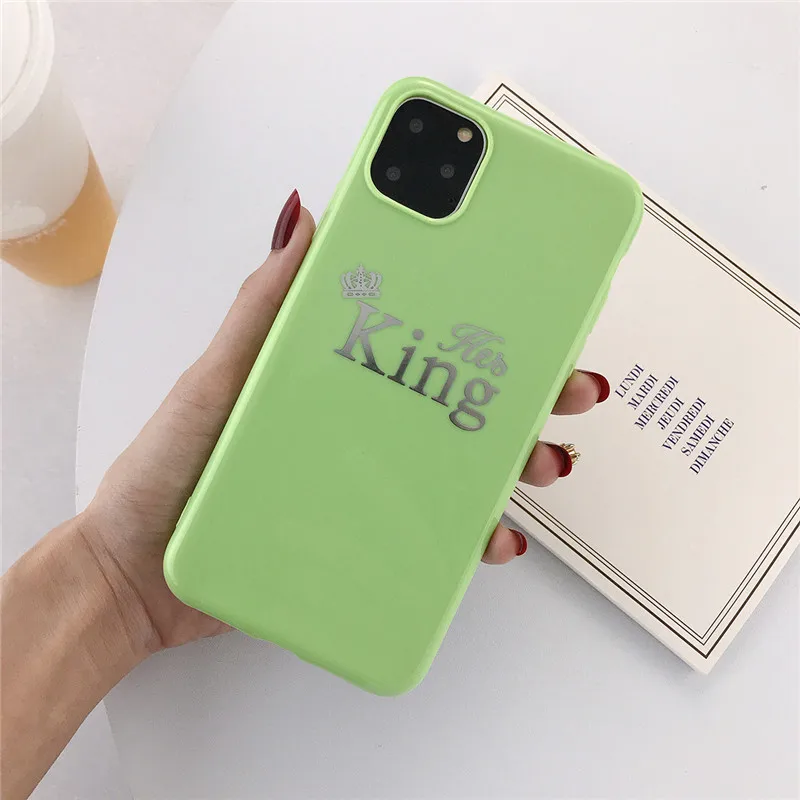 AC2095G USLION чехол для телефона с мультяшной короной для iPhone 6, 6 s, 7, 8 Plus, мягкие чехлы из ТПУ для iPhone 11 Pro Max, XR, XS, Max, чехол с буквой King, Queen - Цвет: AC2095G
