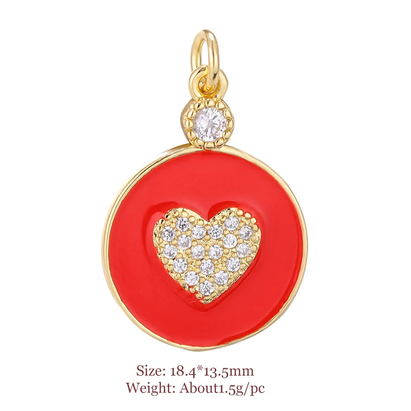 

DIY Sweet Heart Cubic Zirconia Charms Pendant For Girls Handmade Jewelry Accessories Supplies Enamel Pendants For Necklace