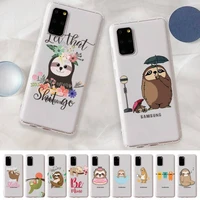 fhnblj cute sloth animals phone case for samsung a10 20 30 50s 70 51 52 71 4g 12 31 note 20 ultra