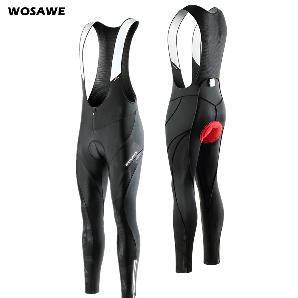 

WOSAWE Cycling Bibs Pants Trousers 5D Gel Padded Road Bike Pants Breathable Mesh Men's Mountain Cycling Long Bib Pants Tights