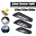 Уличный светильник на солнечной батарее, 120240360 Вт, светодиодный, водонепроницаемый, для улицы, сада, настенный светильник, датчик солнечной энергии