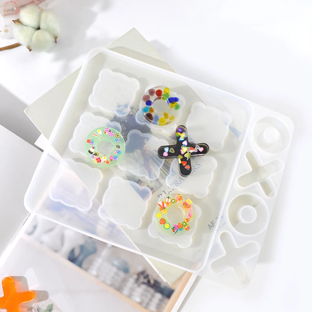 DIY XO шахматная игра Классическая силиконовая форма Molde Resina Epoxi Tic Tac пальцевая