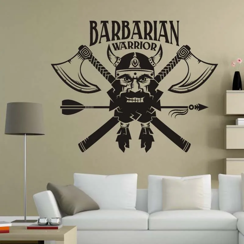 Варварский воин топор лук наклейка на стену виниловая настенная живопись