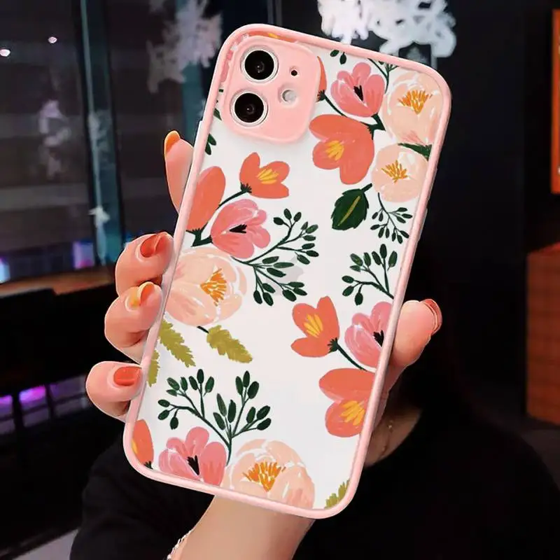 

flower Vintage art pattern Phone Case matte transparent For iphone 7 8 11 12 plus mini x xs xr pro max cover