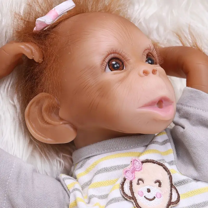 

50LE 48cm Realistic Soft Silicone Vinyl Newborn Babies Monkey Lifelike Handmade Toy Children Birthday Gifts