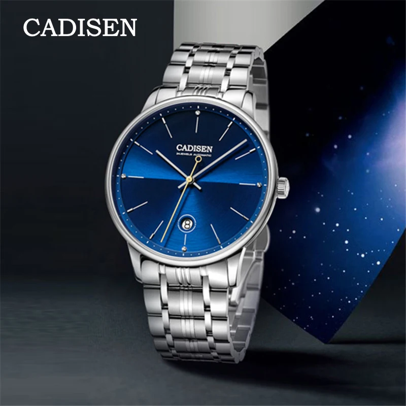 

New CADISEN Mechanical Watches Mens NH35 Watch Men Movement Top Brand Luxury Blue Watch Waterproof Sapphire Relogio Masculino