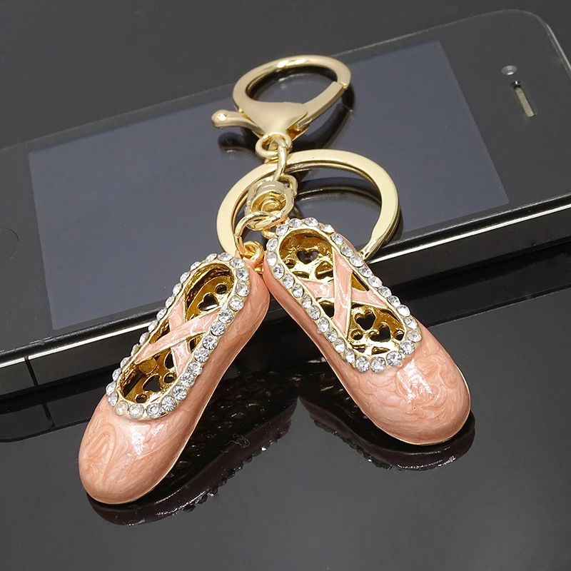 Модный брелок с привлекательным розовым жемчугом цепочка для ключей балетной