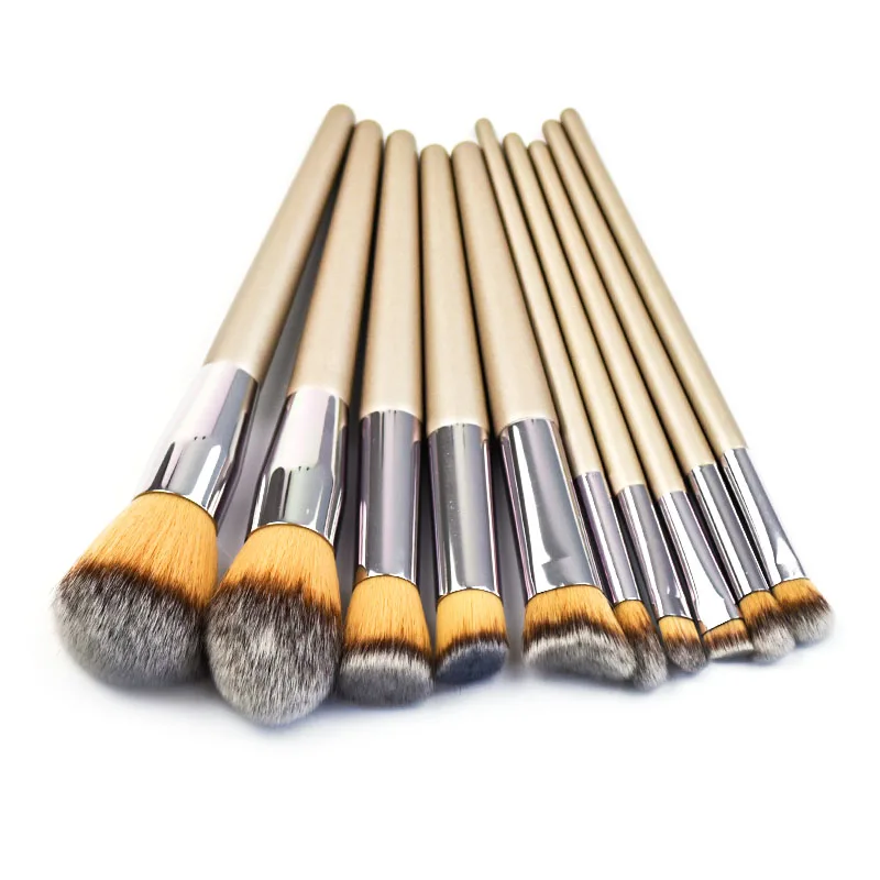 Кисти для макияжа цвета шампанского золота пудра румяна тени век консилер губ