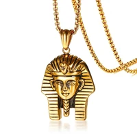 egyptian pharaoh pendant necklace for men women fashion gold chain stainless steel male punk religious jewelry egypt gift choker