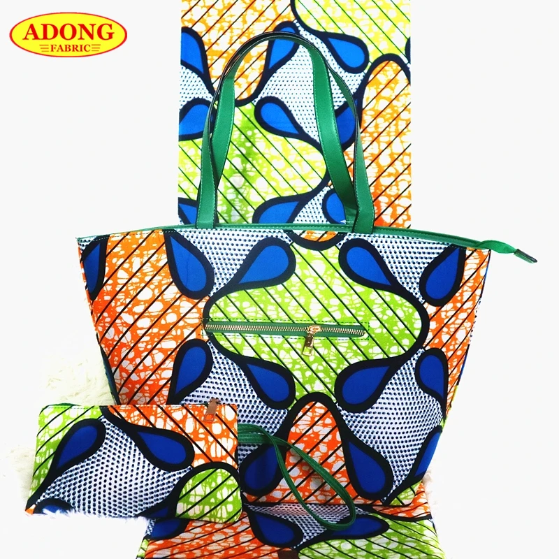 Высокое качество африканская Женская восковая сумка набор популярная с 6 ярдов