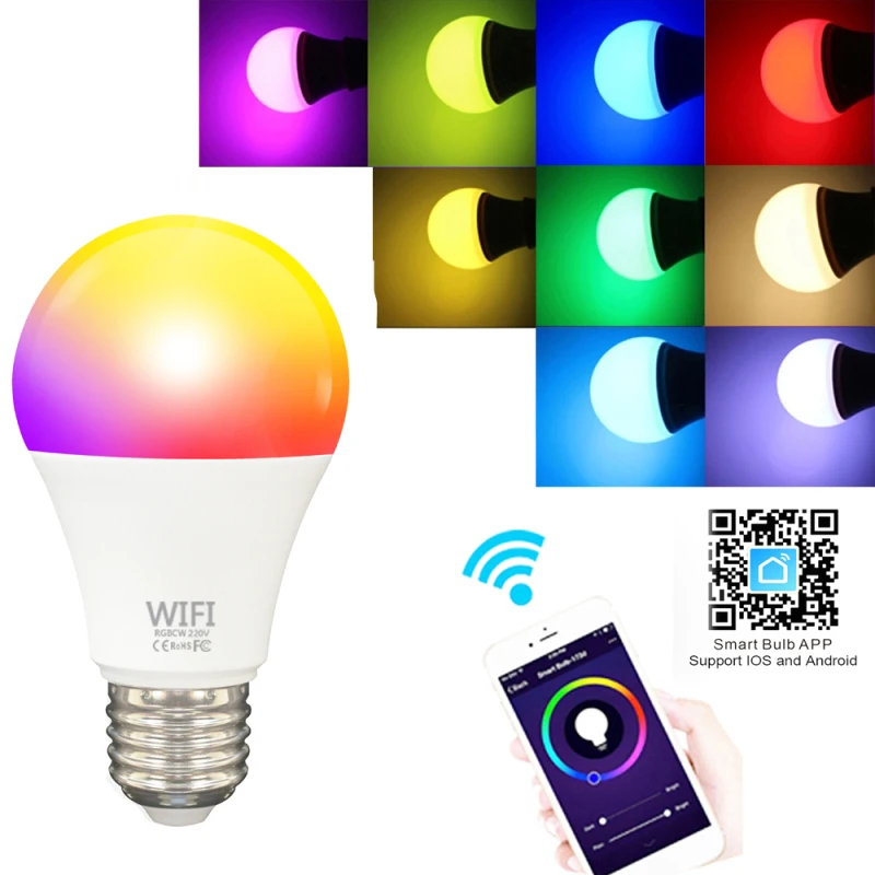 

Smart Home 9W RGBCW Smart Light Bulb Smart Wifi Bulb Dimming E27/B22 LED Light Bulb Voice Control Work With Alexa Google Home