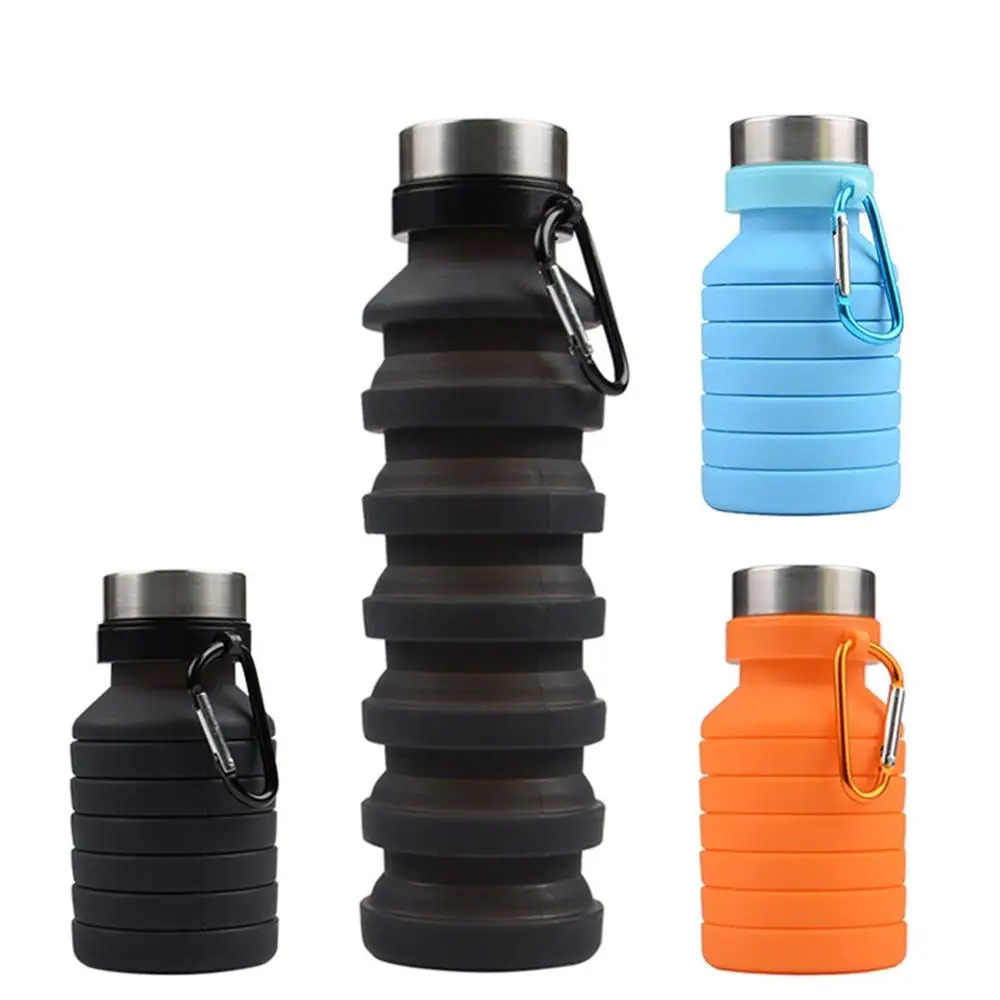 Портативная Складная Силиконовая телескопическая Питьевая Бутылка 550 мл