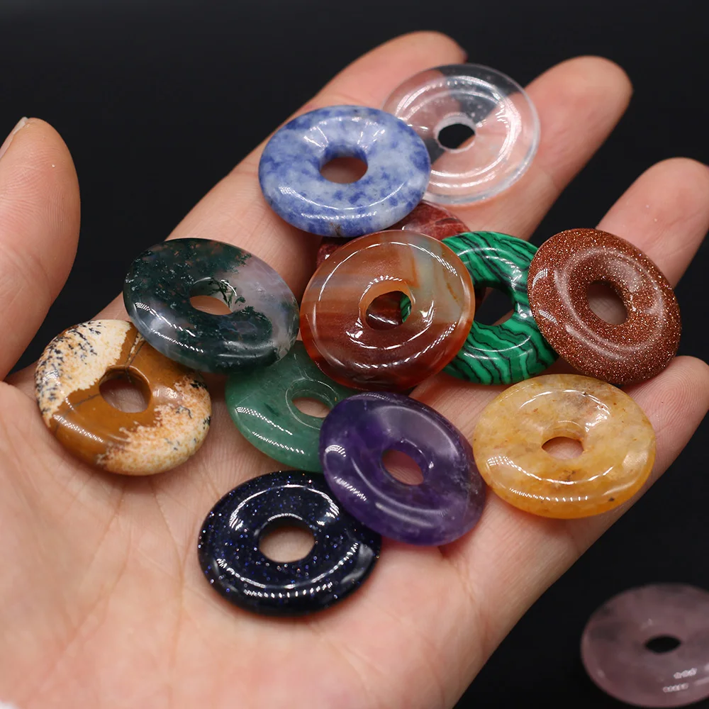 

2Pcs Natural Stone Beads Round Semi-Precious Big-Hole Bead For Jewelry Making DIY Necklace Bracelet Anklet Accessory
