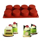 8 полости цилиндрической формы силиконовые чашки торт форма для шоколада для муссов хлеба Желейный пудинг мороженое жаропрочная посуда для десерта отделочных работ
