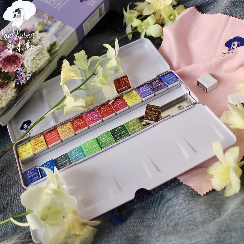 Профессиональный набор акварельных цветов для рисования 24 цвета | Канцтовары