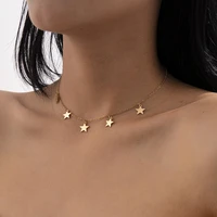 boho simple pentagram pendant necklace womens vintage gold color metal clavicle necklaces charm girl fashion jewelry gift