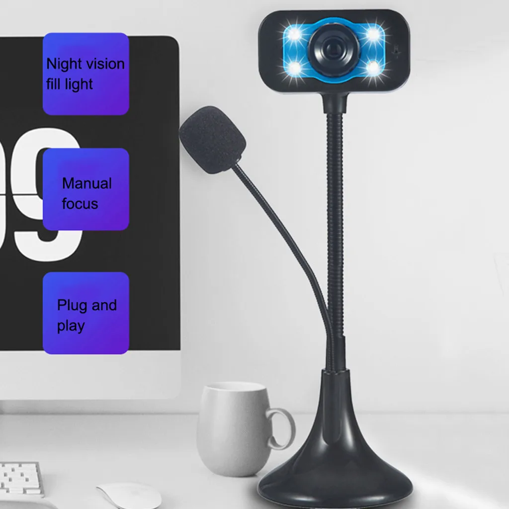 Светодиодный HD веб-камера для настольного компьютера ПК видео Usb с микрофоном