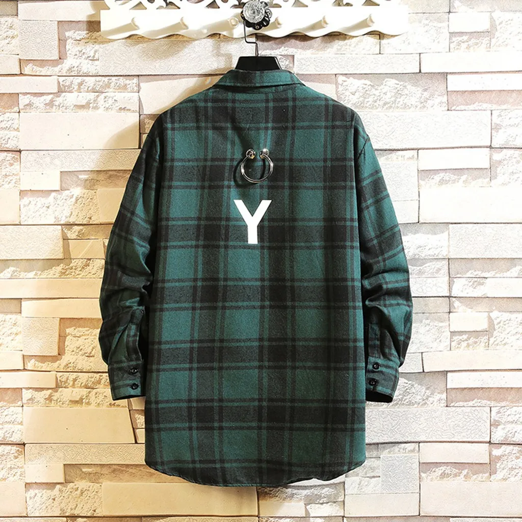 Мужские повседневные рубашки KANCOOLD Лоскутная рубашка с отворотами и карманами