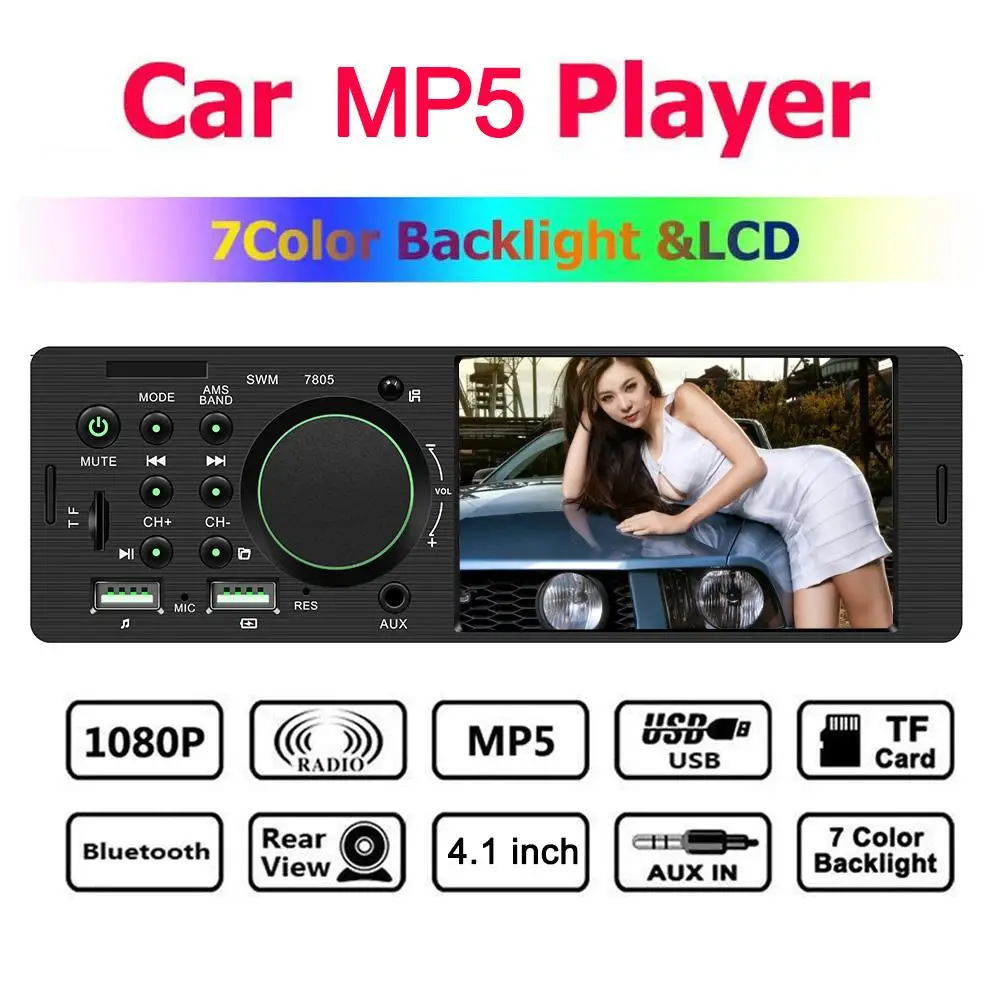 Автомагнитола 1 Din 4 дюйма TFT FM радио Bluetooth mp5 плеер подключение камеры заднего вида