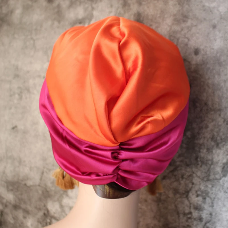 

1pcs Fashion Style 6 Colors Silk Salon Bonnet Women Sleep Shower Cap Elastic Hair Care Bonnet Head Wrap Hat