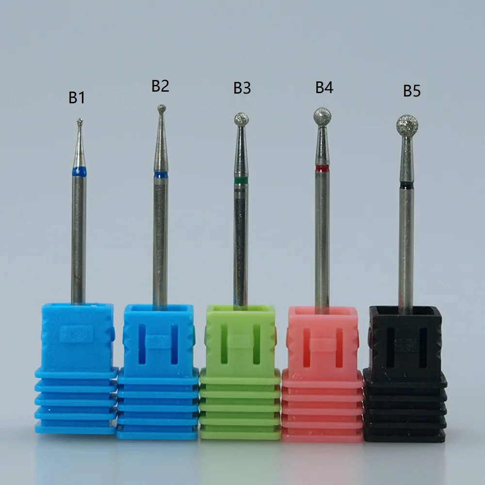 

Easy Nail 5Size Ball Diamond Nail Drill Bit Rotary Burr Cuticle Clean Electric Bits For Manicure Drill Accessories Nail Mills