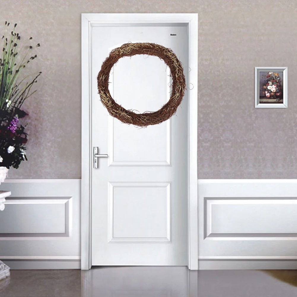 Natural Dry Rattan Ring Christmas Wreath DIY Xmas Ornament Wedding Decorative Hanging Flower Garland | Дом и сад