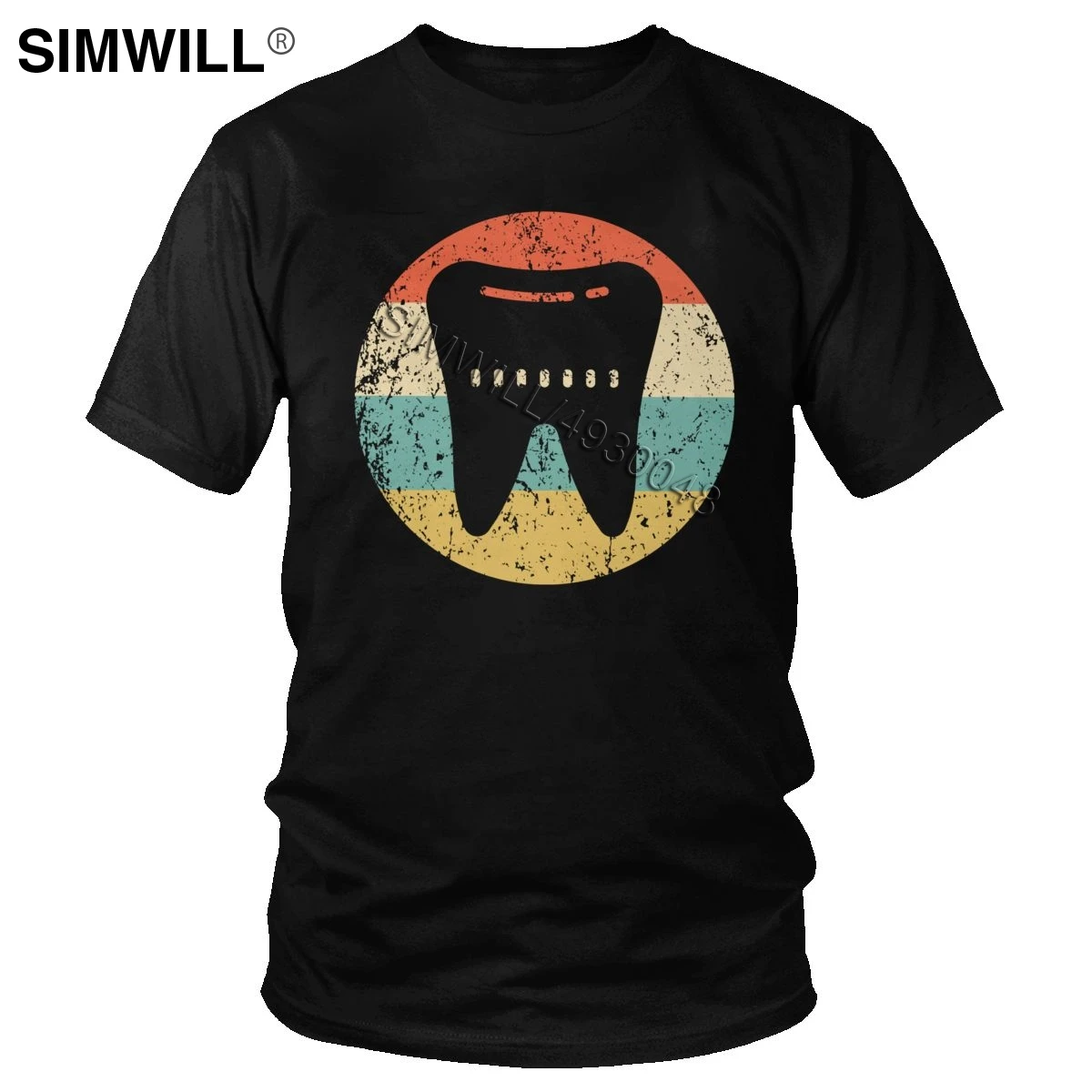 Винтажная футболка с зубами и дантистом Мужская мягкая хлопковая коротким