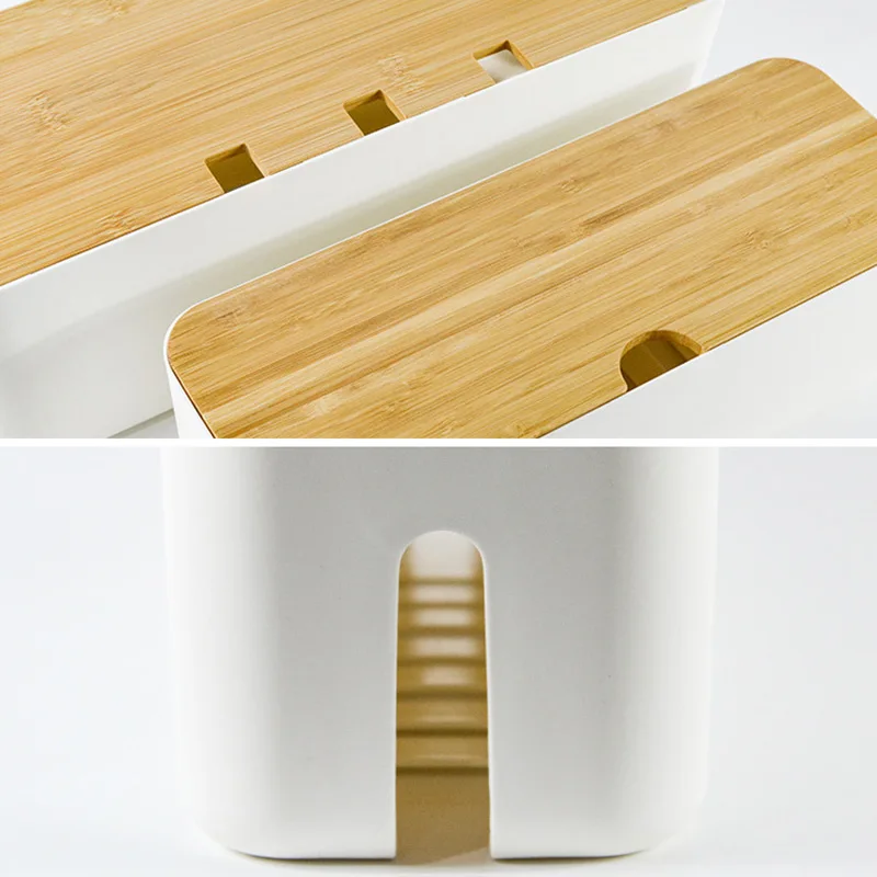 Цена Деревянный ящик для хранения кабелей, пылезащитный органайзер для проводов, аккуратный Органайзер, органайзер для кабеля, штепсельной вилк...