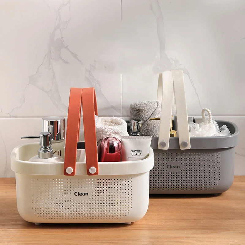 

Bath Drain Basket Portable Storage Basket Bath Basket Rattan Plastic Bathroom Storage Box Snack Cosmetic Wash Storage Box