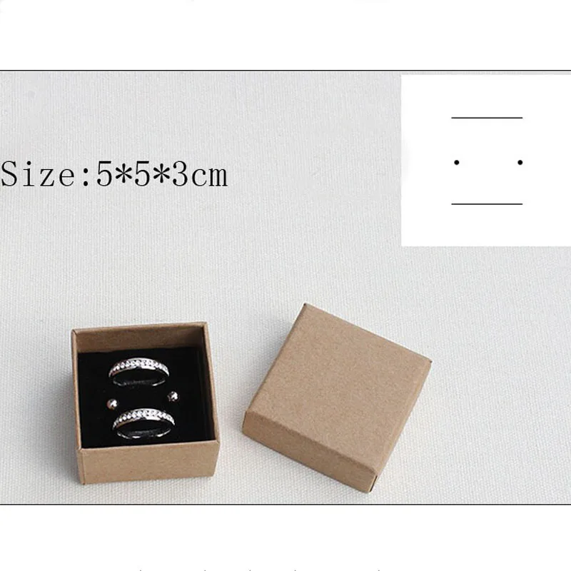 Free Shipping Wholesale Brown Kraft Paper 5*5*3cm Box Jewelry Ring Earring Packaging Boxes Jewellery 100pcs Ring Packing Box