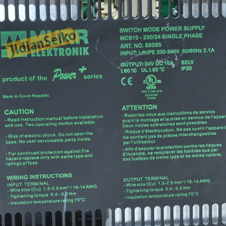 85085 MCS10 -230/24 DIN rail mounting switching power supply 24V 10A