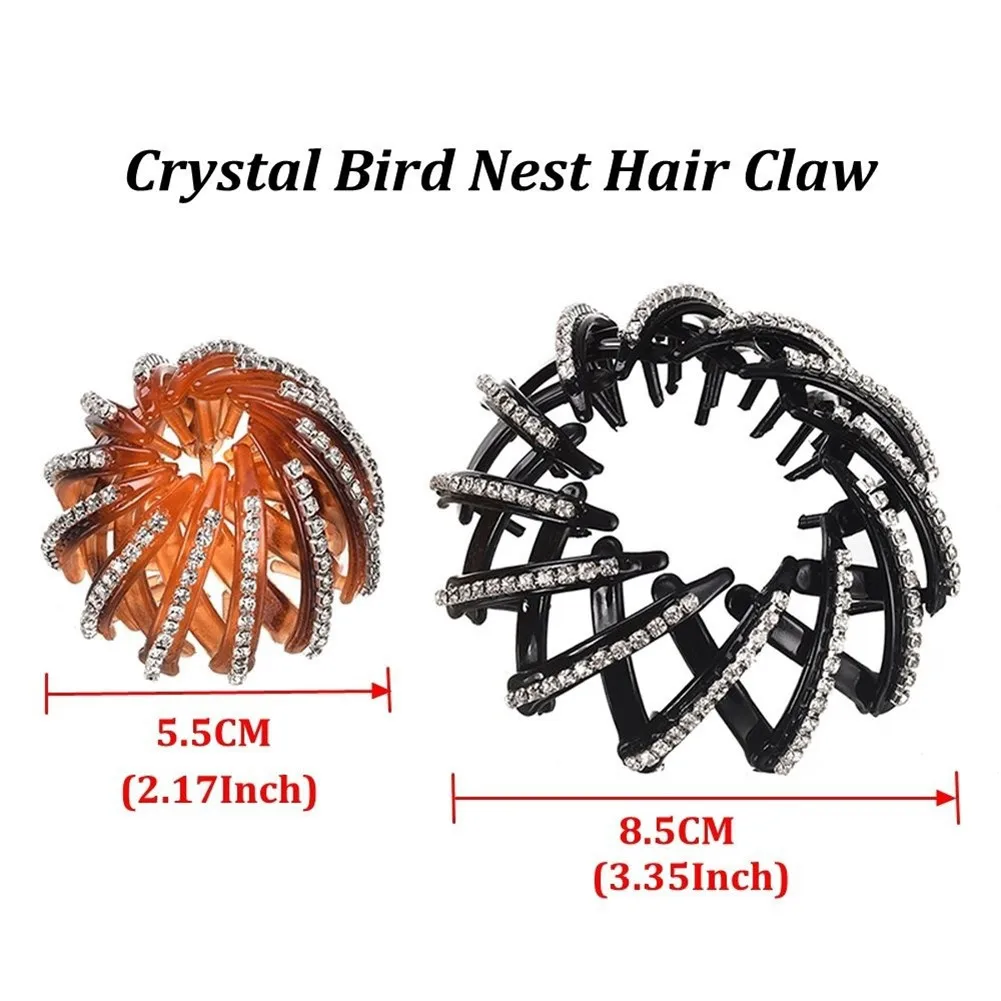 

Rhinestone Bird Nest Curler Roller Hairpin Expanding Bun Maker Hair Claw Women Crystal Ponytail Clamps Flower Hair Accessories