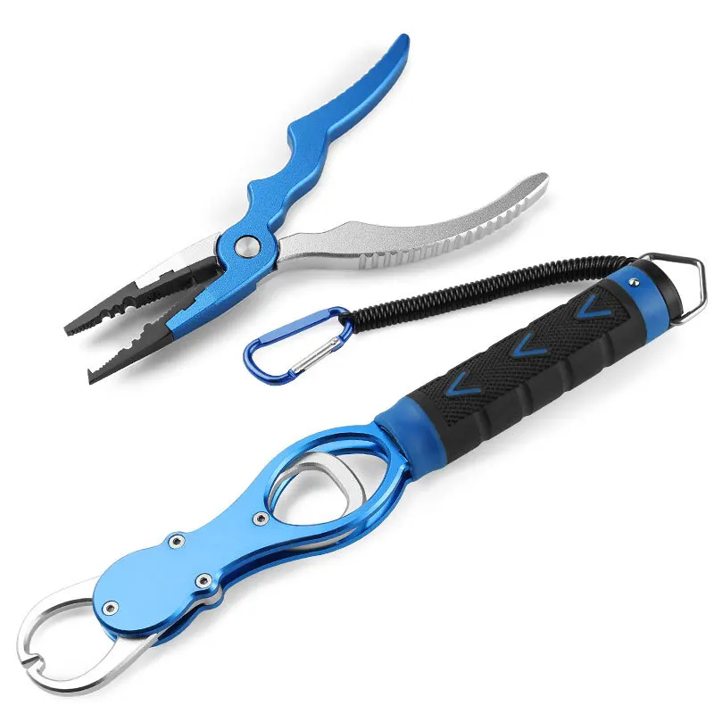 

1 SET Fish Lip Stainless Steel Control Scissor Snip Fishing Grip Set Nipper Pincer Accessory Tool Clip Clamp Cutter Plier