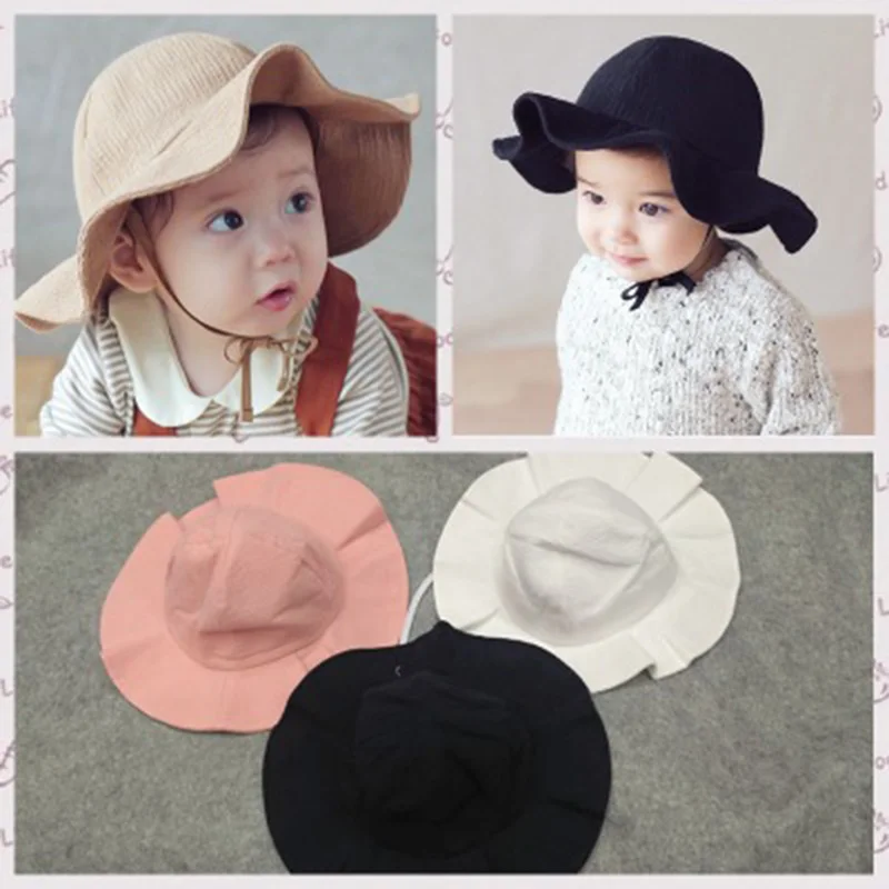 

Simple solid color 100% cotton 6-36 months baby sun hat summer sun protection sunscreen fisherman hat basin cap F55