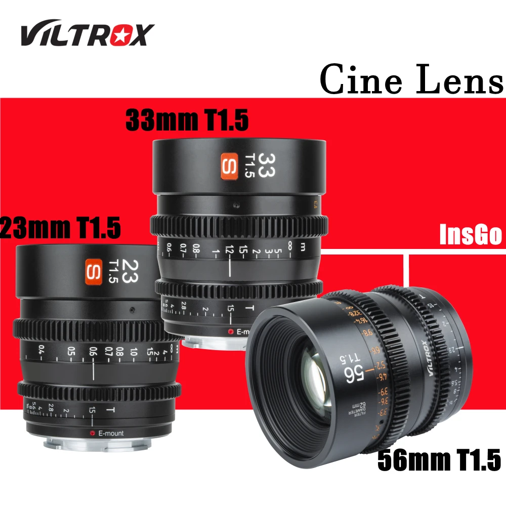 

Viltrox 23mm 33mm 56mm T1.5 Cine Lens APS-C Manual Focus Large aperture for Sony E Mount Camera Lens Filmmaking