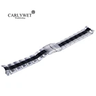 Ремешок CARLYWET из нержавеющей стали для наручных часов, сменный металлический браслет для часов, с двойной застежкой, 22 мм, серебристо-черный