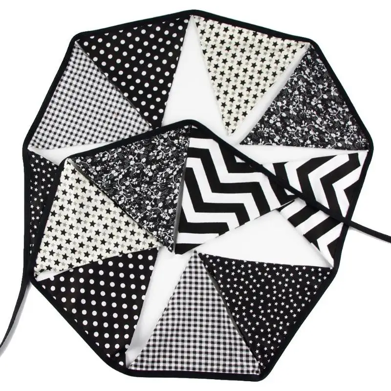 12 шт. специальное черно белое украшение флага хлопковый баннерный Вымпел