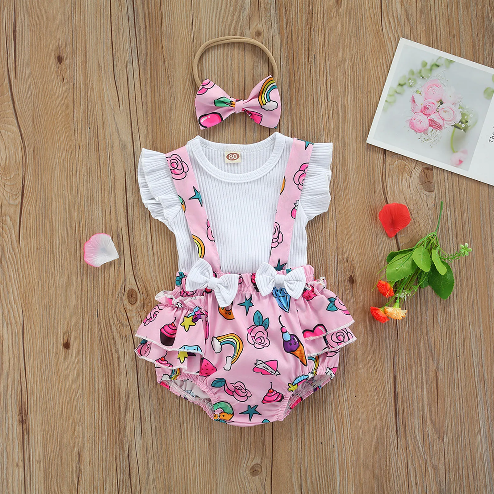 Новинка 2021 комплект одежды из трех предметов для маленьких девочек топ с круглым