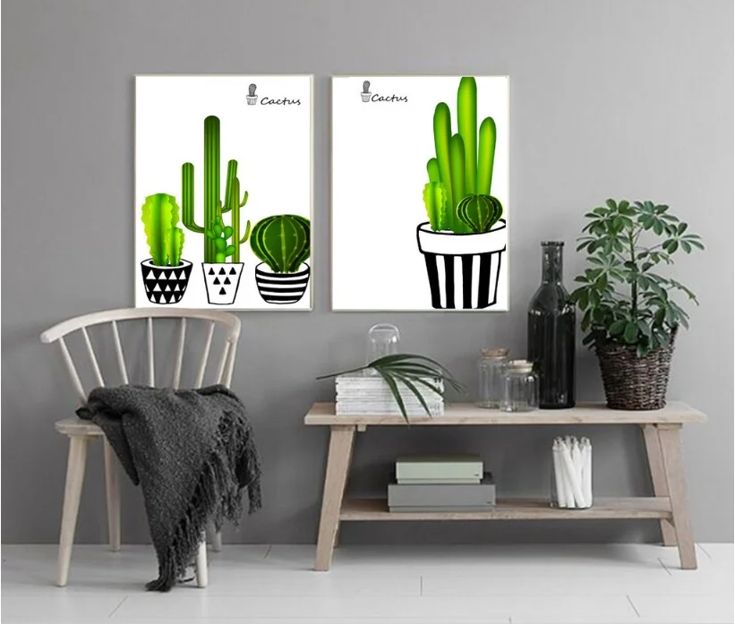

Nordic Cactus Decorative Modular Print Picture Wall Art Canvas Paintings Living Home Room Decoration
