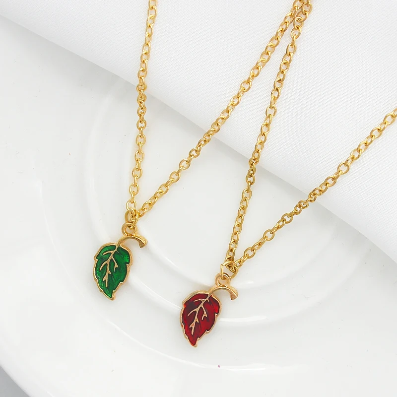 Ожерелье с подвеской в виде листьев растений металлическое ожерелье кулоном