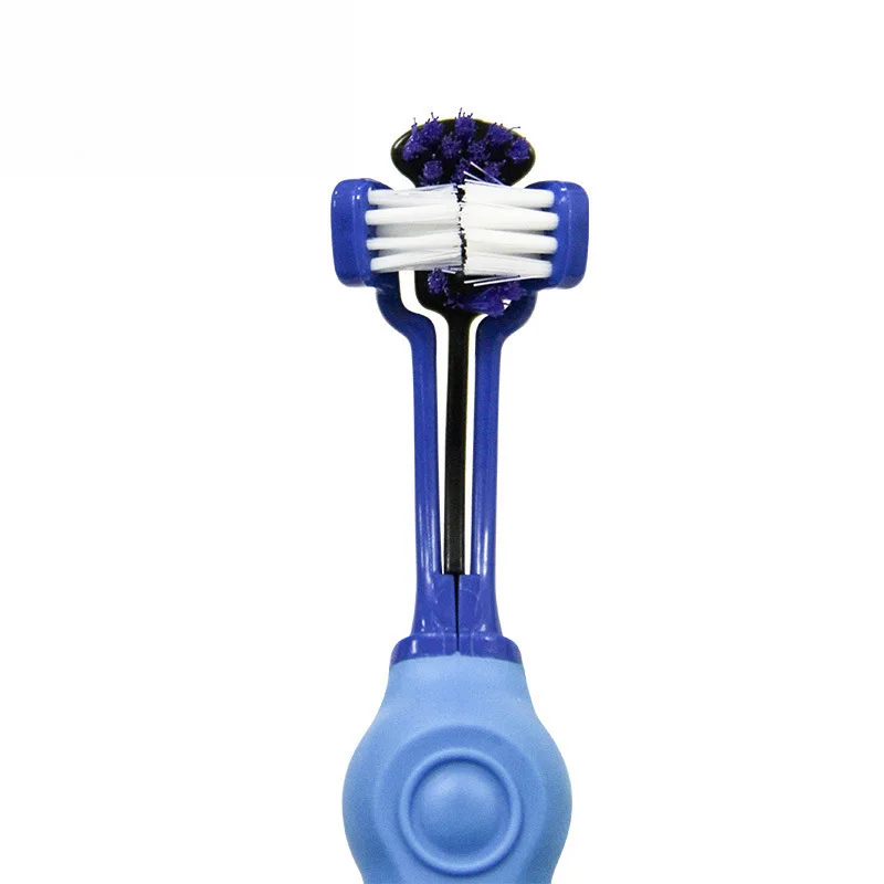 Товары для домашних животных зубная щетка трехголовная многоугольная Чистка